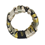 Wide Emilio Pucci Raffia Leather Silk Tubular Bright Yellow, Cream, Black Bracelet