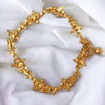 ANNE KLEIN Fish Bones Vintage Necklace Clip-on Earrings Brushed Matt Gold Platted, Couture
