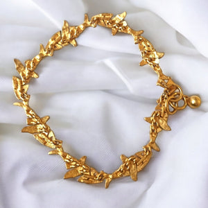 ANNE KLEIN Fish Bones Vintage Necklace Clip-on Earrings Brushed Matt Gold Platted, Couture