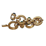 Jeweled Glass Gripoix Cabochons Gold Plated Mogul Cable Link Vintage Bracelet, Runway, Couture