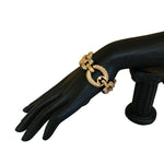 Jeweled Glass Gripoix Cabochons Gold Plated Mogul Cable Link Vintage Bracelet, Runway, Couture