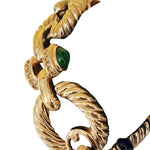 Jeweled Glass Gripoix Cabochons Gold Plated Mogul Cable Link Vintage Bracelet, Runway, Couture
