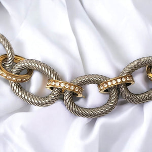 Gorgeous Cable Link Gold and Silver Plated Crystal Necklace and Bracelets