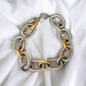 Gorgeous Cable Link Gold and Silver Plated Crystal Necklace and Bracelets