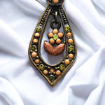 Victorian Style Teardrop Flower Pearls and Swarovski Crystals Bronze Plated Vintage Post Pierced Earrings
