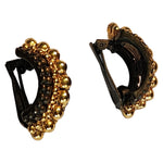 Magnificent Massive Haute Couture Etruscan Heavy Brown Gold Plate Bold Vintage Clip On Earrings