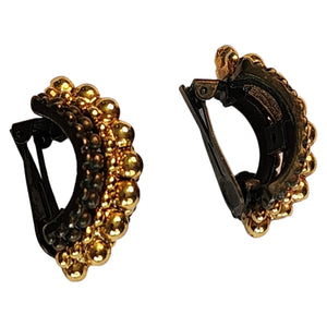 Magnificent Massive Haute Couture Etruscan Heavy Brown Gold Plate Bold Vintage Clip On Earrings