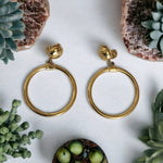 Large Monet Tube Hoops Gold Plated Clip On Earrings Vintage Open Ring Roundtree Dangles