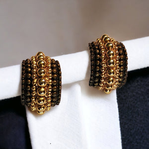 Magnificent Massive Haute Couture Etruscan Heavy Brown Gold Plate Bold Vintage Clip On Earrings