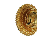 Egyptian Revival Etruscan Domed Disc Gold Plated Statement Vintage Earrings, Ethic Stud Clip On Earrings