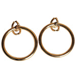 Oversized Rivoli Crystal Hoop Gold Plated Vintage Earrings