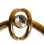 Oversized Rivoli Crystal Hoop Gold Plated Vintage Earrings