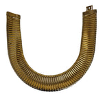 Wide Tubogas Modernist Omega Chunky Collar Choker Necklace Gold Plated Vintage Necklace, Couture Designer Necklace