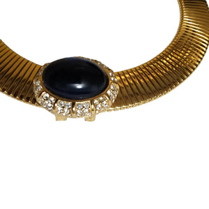 Stunning CINER Blue Diamanté Crystal Omega Necklace, Choker Collar Necklace