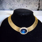 Stunning CINER Blue Diamanté Crystal Omega Necklace, Choker Collar Necklace