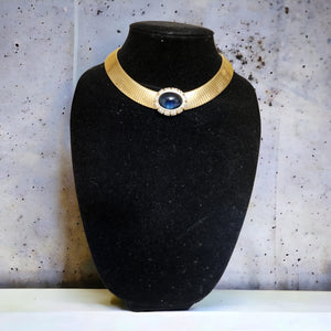 Stunning CINER Blue Diamanté Crystal Omega Necklace, Choker Collar Necklace