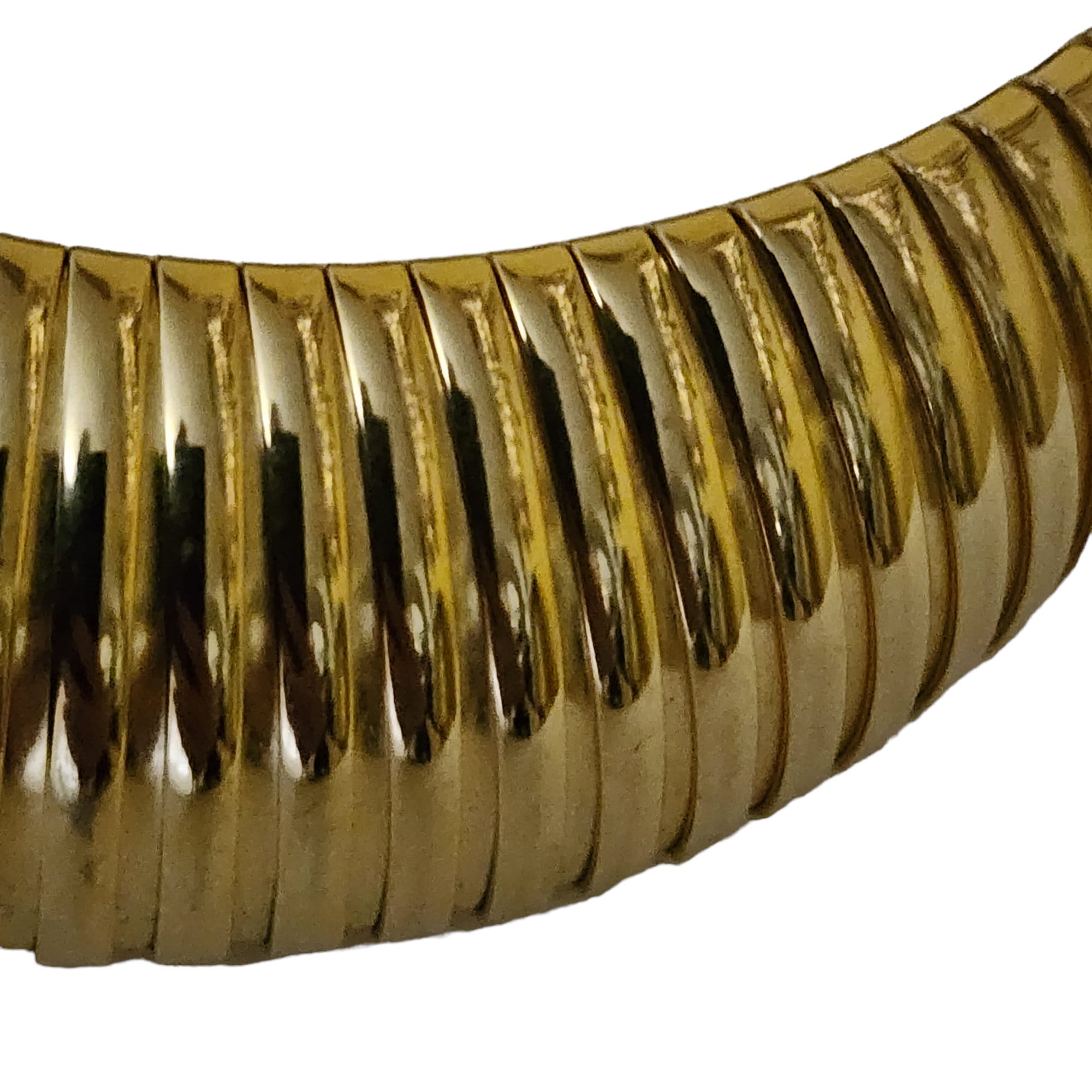 Wide Tubogas Modernist Omega Chunky Collar Choker Necklace Gold Plated Vintage Necklace, Couture Designer Necklace