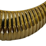 Wide Tubogas Modernist Omega Chunky Collar Choker Necklace Gold Plated Vintage Necklace, Couture Designer Necklace