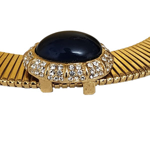 Stunning CINER Blue Diamanté Crystal Omega Necklace, Choker Collar Necklace
