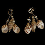 Conch Natural Sea Shell Dangle Drop Vintage Clip On Earrings