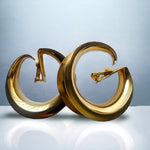 Oversized Wide Clip-on Vintage Gold Tone Hoops