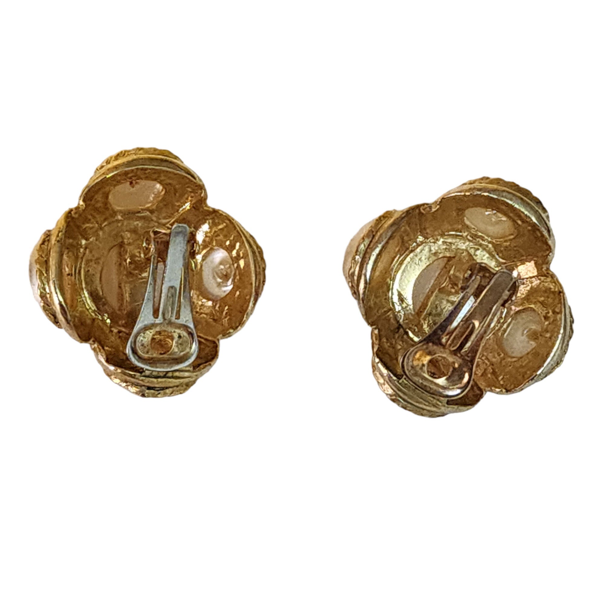 Oversized Etruscan Revival Baroque Gold-Plated Clip-on Vintage Earrings, Wedding earrings, statement earrings