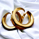 Oversized Wide Clip-on Vintage Gold Tone Hoops