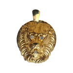 Huge Lion Door Knocker Rhinestone Eyes and Mouth Gold Tone Post Back Vintage Statement Earrings