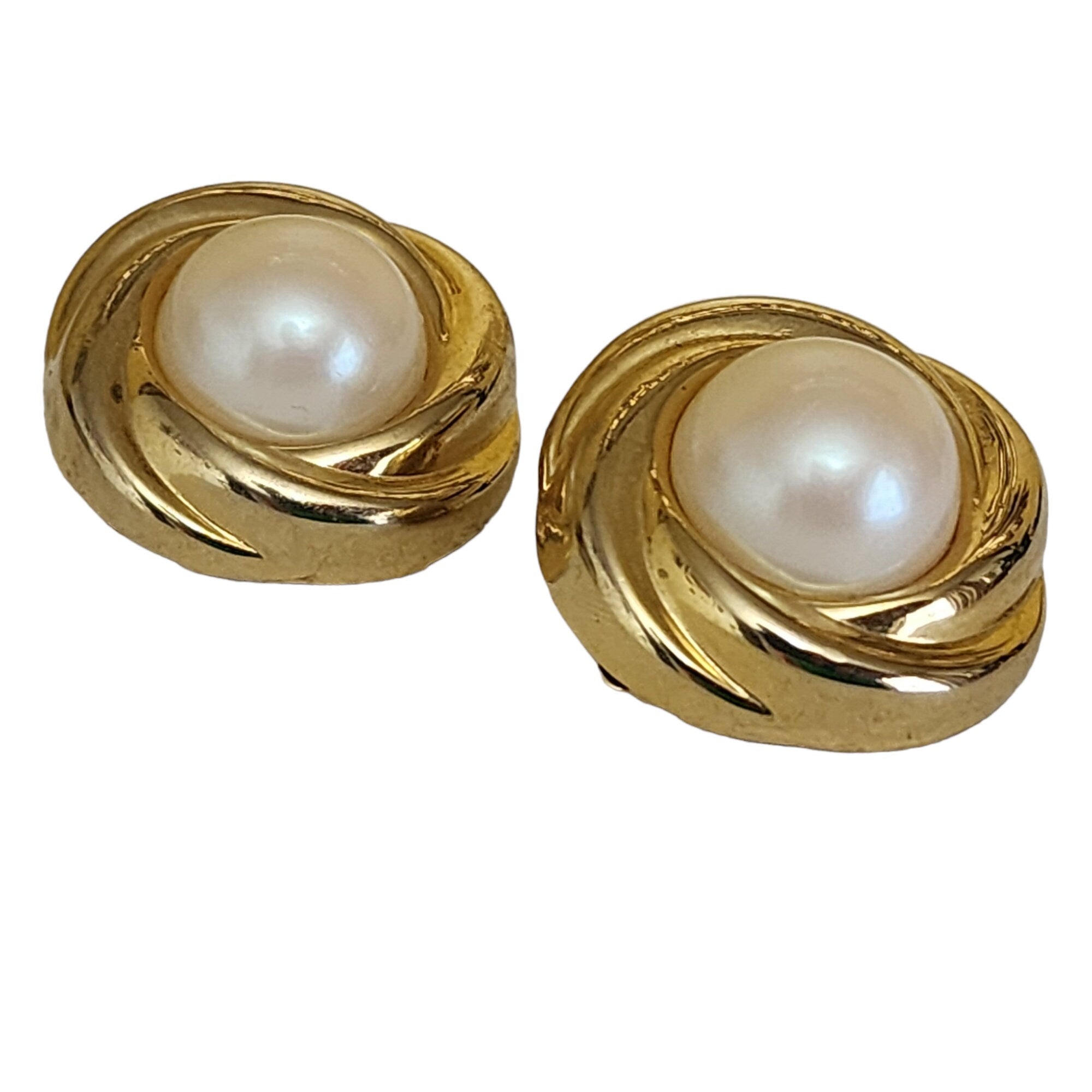 Oversized Baroque Pearl Gold Plated Clip-on Earrings, Stud Earrings, Statement Earrings, Wedding Earrings, Runway, Couture