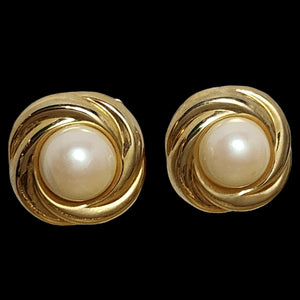 Oversized Baroque Pearl Gold Plated Clip-on Earrings, Stud Earrings, Statement Earrings, Wedding Earrings, Runway, Couture