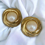 Oversized Baroque Pearl Gold Plated Clip-on Earrings, Stud Earrings, Statement Earrings, Wedding Earrings, Runway, Couture