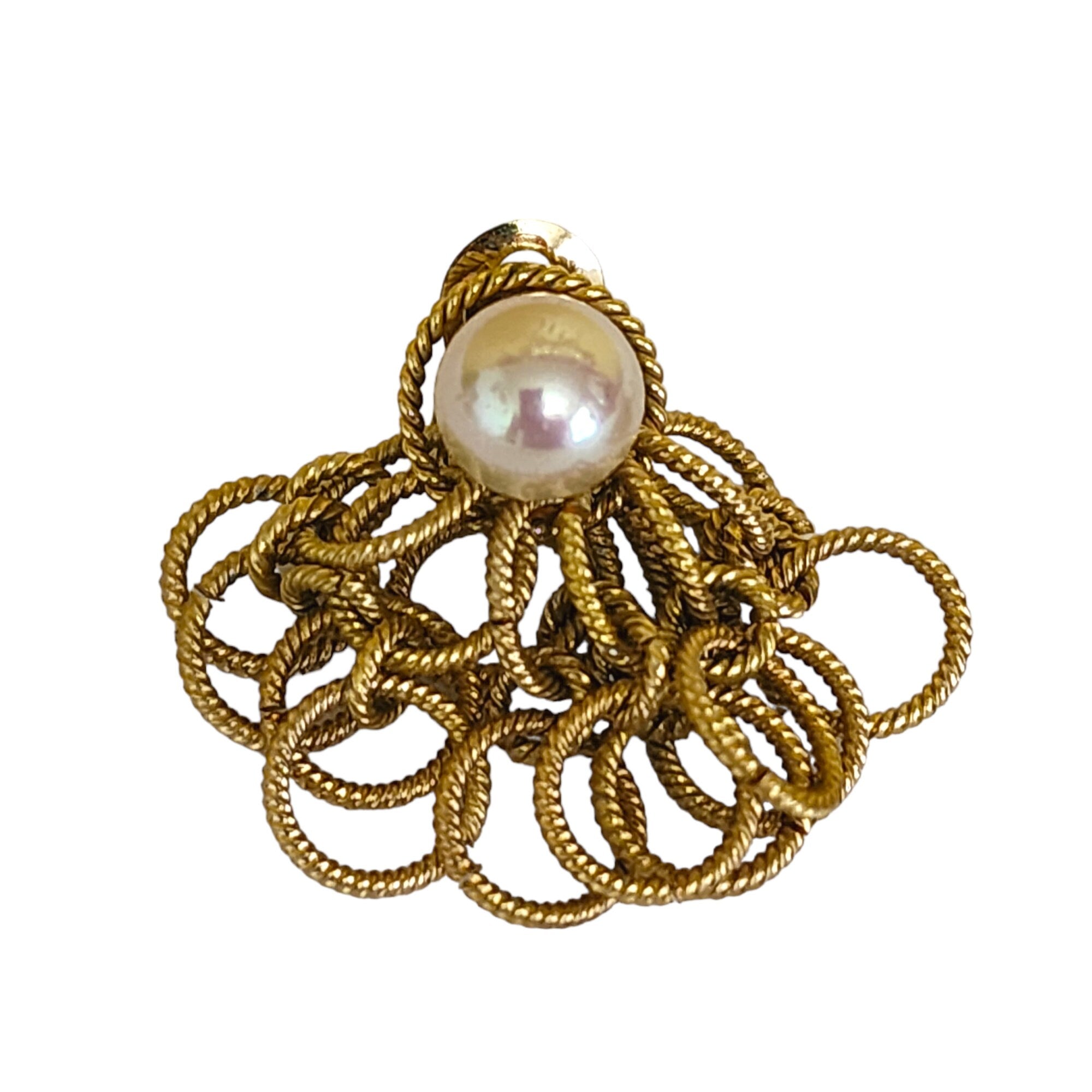 Elegant Chainmail Faux Pearl Gold Plating Vintage Earrings, Versatile Statement Jewelry, Statement Earrings