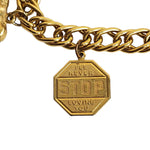 Vintage Love Charm Thick Chunky Gold-Plated Link Bracelet, Statement Bracelet