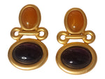 Large Etruscan Gripoix Style Gold Plate Vintage Earrings