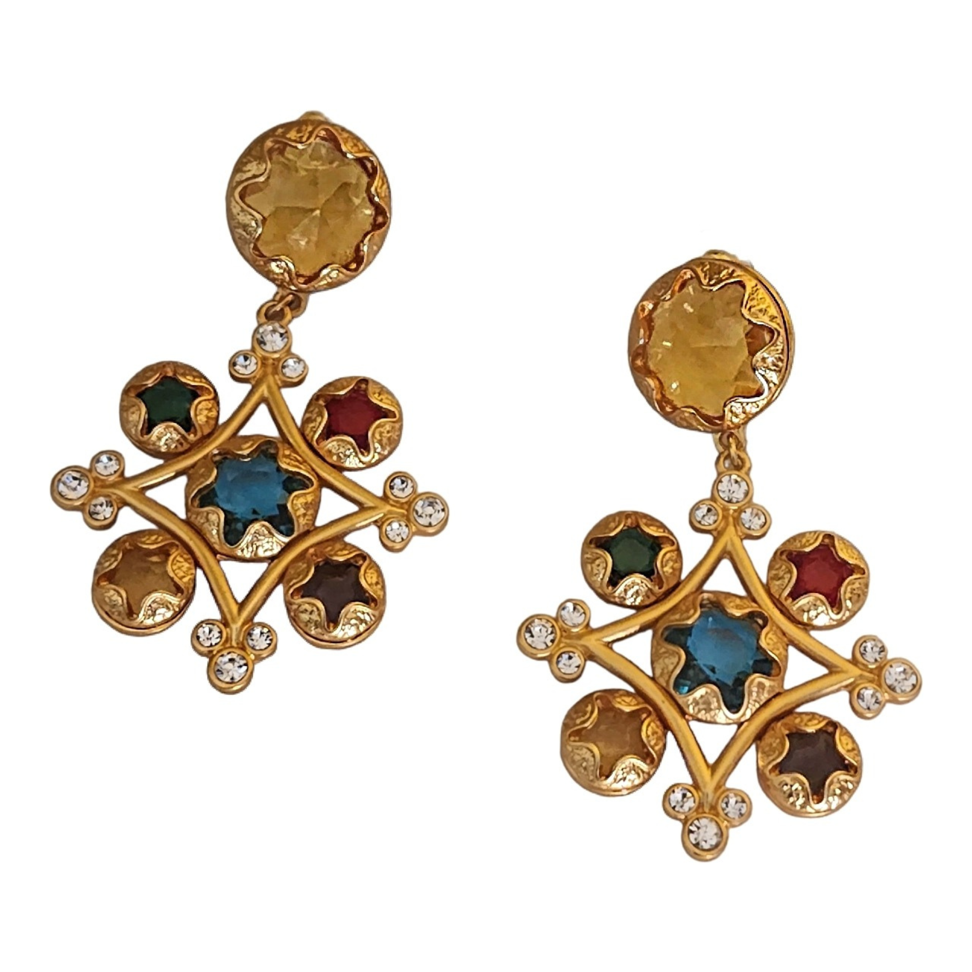 YOSCA Moghul Glass Diamante Earrings Dangle Earrings