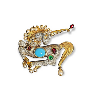 60s KJL Kenneth Jay Unicorn Jeweled Vintage Brooch