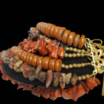Vintage Maya Evangelista Semi Precious Stones And Resin 6 Strand Bib Choker Necklace